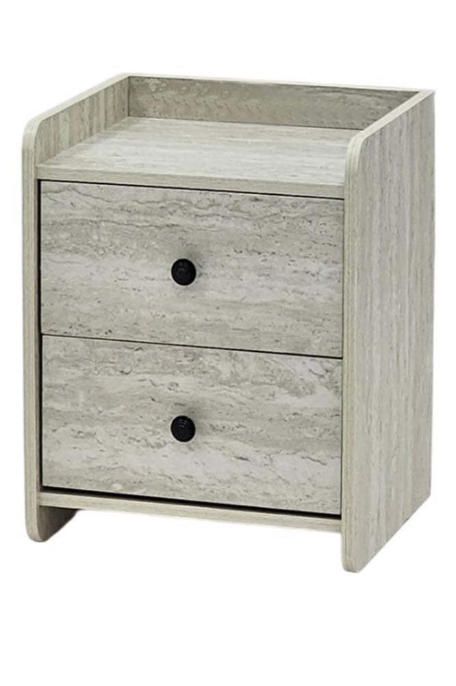 ليفينج طاولة جانبية صغيرة عصرية، طاولة سرير خشبية مع درجين 33×30×40 سم