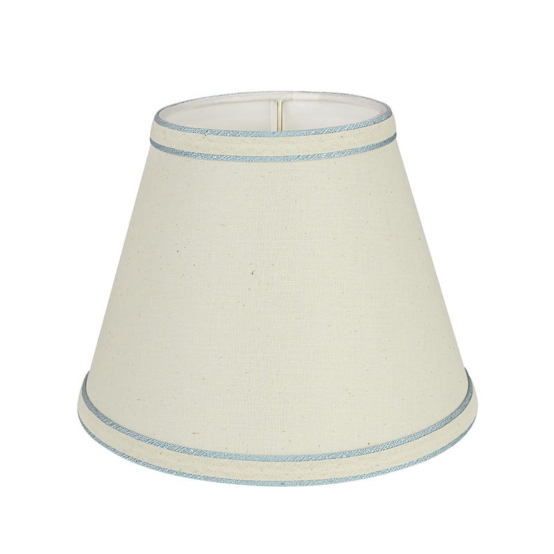 Aspen Creative 58909 Empire Uno Lamp Shade in Cream with Powder Blue, 5" Top x 9" Bottom x 7" Slant Height, Slip UNO 33mm - Image 1
