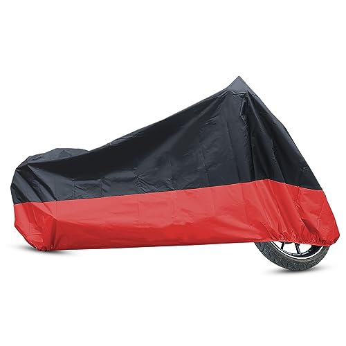 uxcell XXL 190T Motorcycle Cover Black+Red Outdoor UV Waterproof 104inch - Image 1