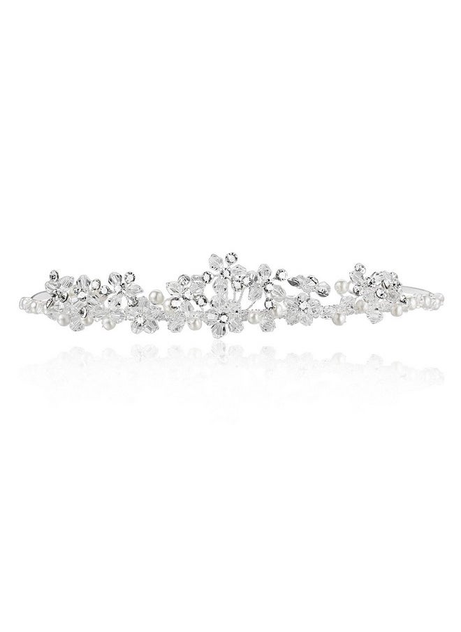 SAMKY Bridal Tiara Crystal Pearl Wedding Headpiece For Women Hair Accessories For Bride  - Image 1