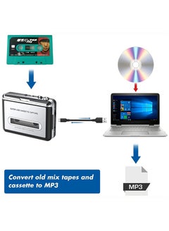 KASTWAVE Portable Cassette Player/Cassette to MP3 Converter Capture Cassette Tape to MP3/CD Audio via USB –Converter Retro with Earphones, Compatible with Cell Phone Charger | USB Cable & User Manual Included  - Image 3