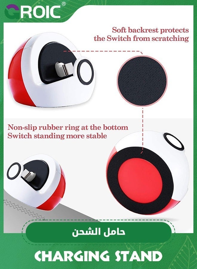 GROIC Red & White Tiny Charging Stand Compatible with Nintendo Switch/Switch Lite/Switch OLED, Cute Switch Dock Station USB-C Port, Portable Charger for Games - Image 3