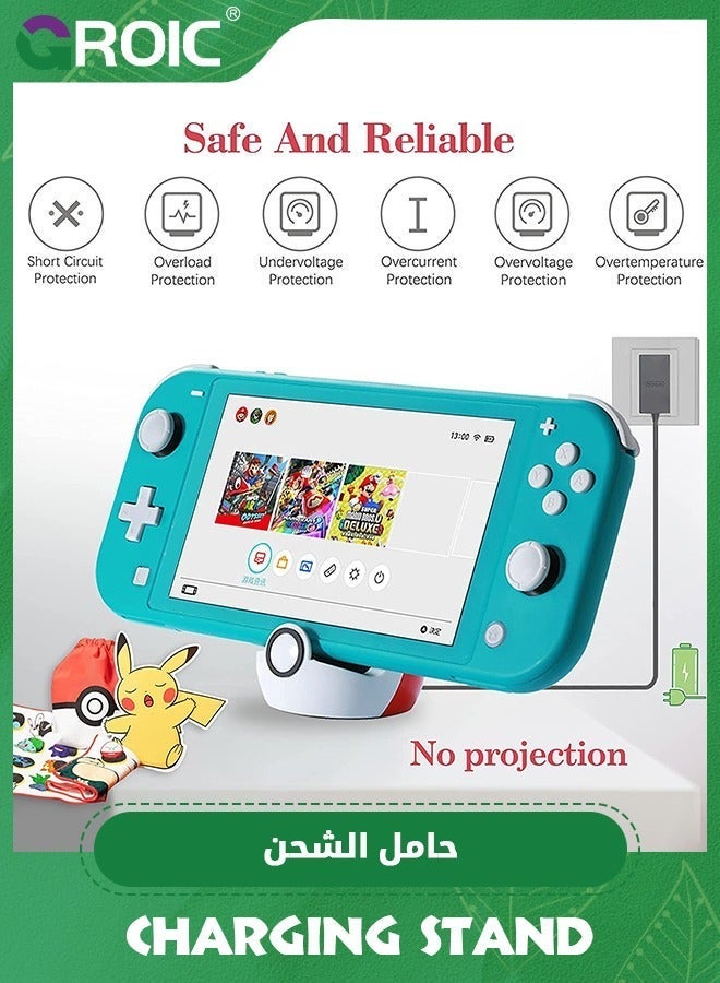 GROIC Red & White Tiny Charging Stand Compatible with Nintendo Switch/Switch Lite/Switch OLED, Cute Switch Dock Station USB-C Port, Portable Charger for Games - Image 2