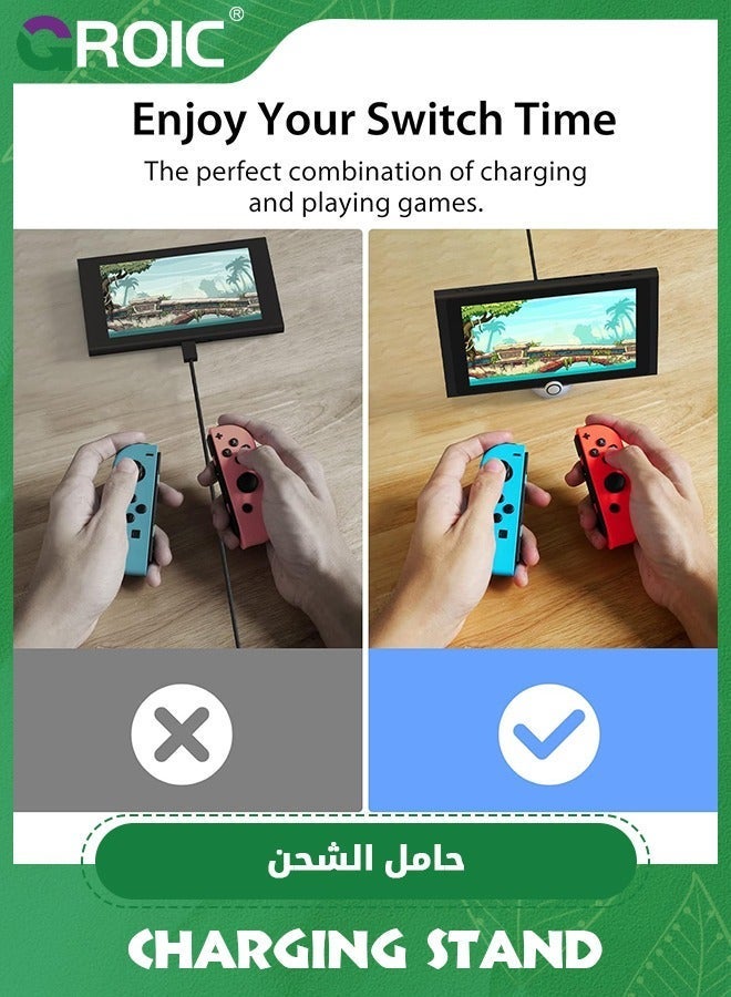 GROIC Red & White Tiny Charging Stand Compatible with Nintendo Switch/Switch Lite/Switch OLED, Cute Switch Dock Station USB-C Port, Portable Charger for Games - Image 4