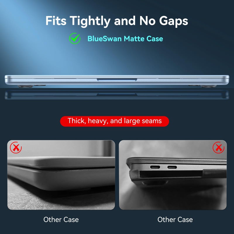 BlueSwan for MacBook Air 13 inch Case, M5 M4 M3 M2 2026-2022 A3449 A3240 A3113 A2681, 100% Match Official Color, Scratch Resistant, Easy to Snap on, Air 13.6 Hard Shell Protective Laptop Cover - Image 5