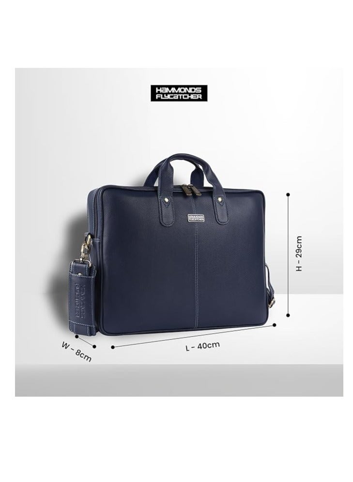  هاموندز فلاي كاتشر حقيبة رسول جلدية . بوصة مع جيب لاب توب مبطن، حقيبة مكتبية، أزرق نابا - Image 4