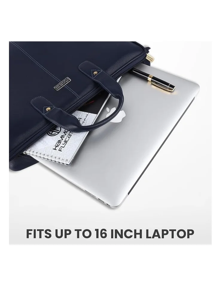 HAMMONDS FLYCATCHER Leather 15.6 inch Messenger Bag | Padded Laptop Compartment|  Office Bag (L=40,B=8,H=30 cm) LB106, Blue_Napa | 6LTM