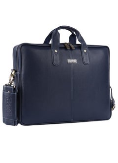 HAMMONDS FLYCATCHER Bombay Brown Leather 15.6 inch Messenger Bag | Padded Laptop Compartment|  Office Bag (L=40,B=8,H=30 cm) LB106, Blue_Napa | 6LTM  - Image 1
