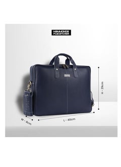 HAMMONDS FLYCATCHER Bombay Brown Leather 15.6 inch Messenger Bag | Padded Laptop Compartment|  Office Bag (L=40,B=8,H=30 cm) LB106, Blue_Napa | 6LTM  - Image 4