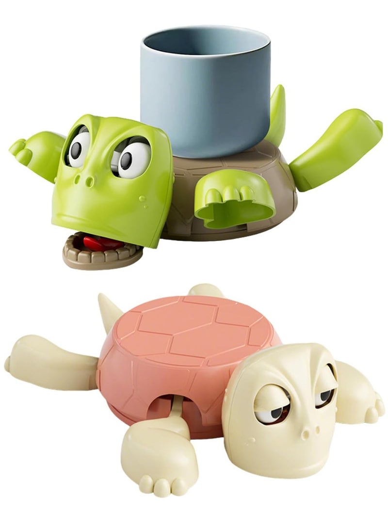 Chabeia Turtle Cup Coaster, Funny Coasters Holder with Liftable Limbs Expressive Face，Turtle Coasters，Unique Gift for Turtle Lovers (Green & Pink) - Image 1