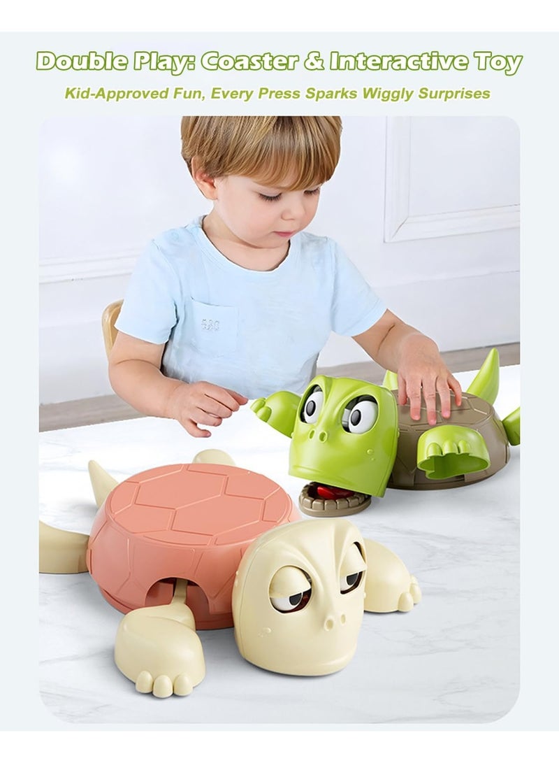 Chabeia Turtle Cup Coaster, Funny Coasters Holder with Liftable Limbs Expressive Face，Turtle Coasters，Unique Gift for Turtle Lovers (Green & Pink) - Image 2