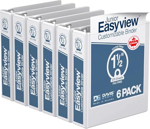 Davis Group Easyview Junior Binder - Premium Small Clear-View 3-Ring Binder for School, Office, or Home, Made in Canada, 1.5-Inch Mini, 8.5"x5.5", White - Image 1