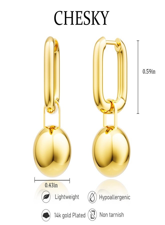 CHESKY Hoops Earrings for Women - Dainty 14k Gold Ball Drop Earring Cute Minimalist Round Huggie Double Hoops Jewelry Gifts for Women - Image 5