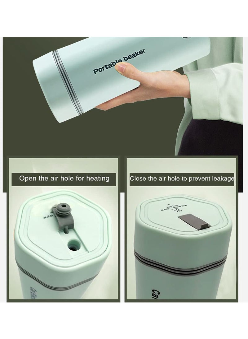 Arabest Portable Electric Kettle Stainless Steel Liner Travel Electric Cup Household Mini Heating Teapot Quick Cooking Single Cup Water Heater 450ml Thermos (Light Green) - Image 3