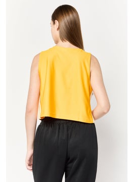 adidas Originals Women Sportswear Fit Brand Logo Reversible Outdoor Crop Jersey, Yellow  - Image 4