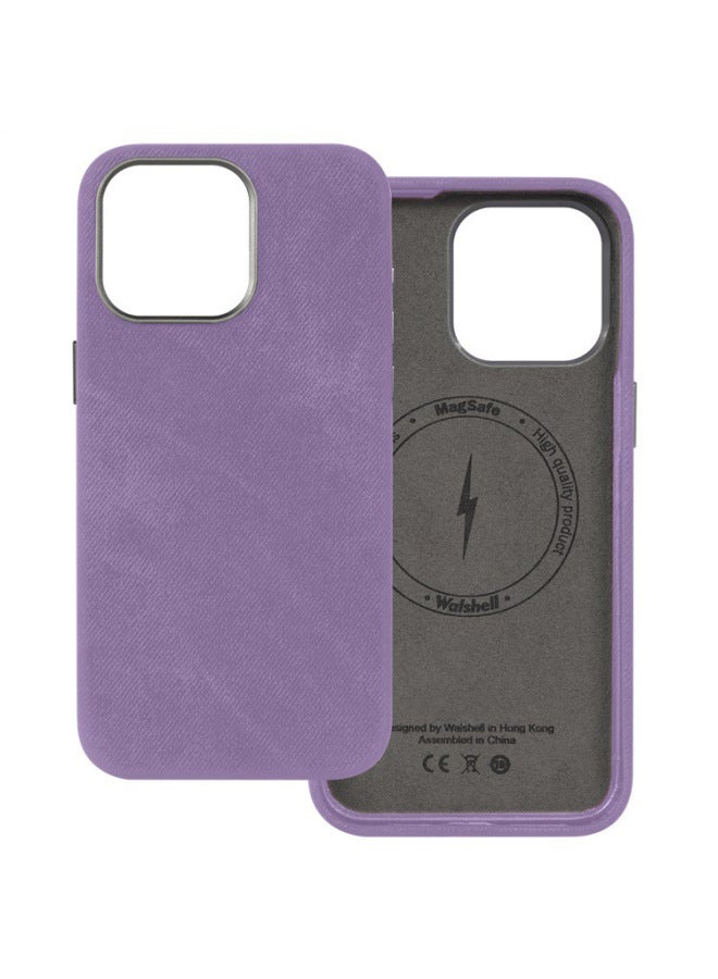 For Apple Leather Magnetic Phone Case Hardware Frame All-inclusive Leather Protective Case   iphone14 Pro 