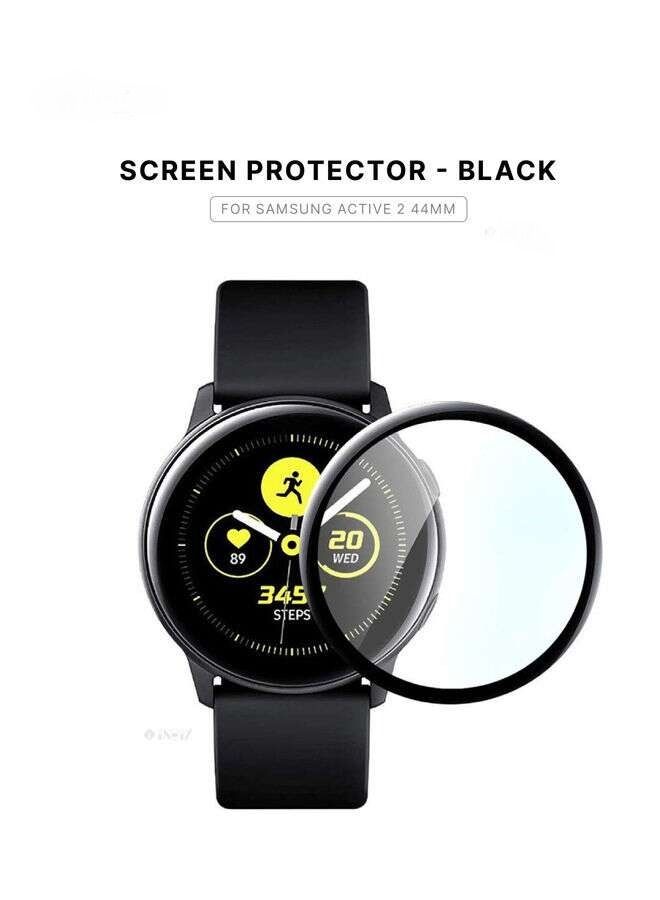 BORTONY Full Screen Protector For Samsung Galaxy Active 2 - 44mm Black/Clear - Image 1