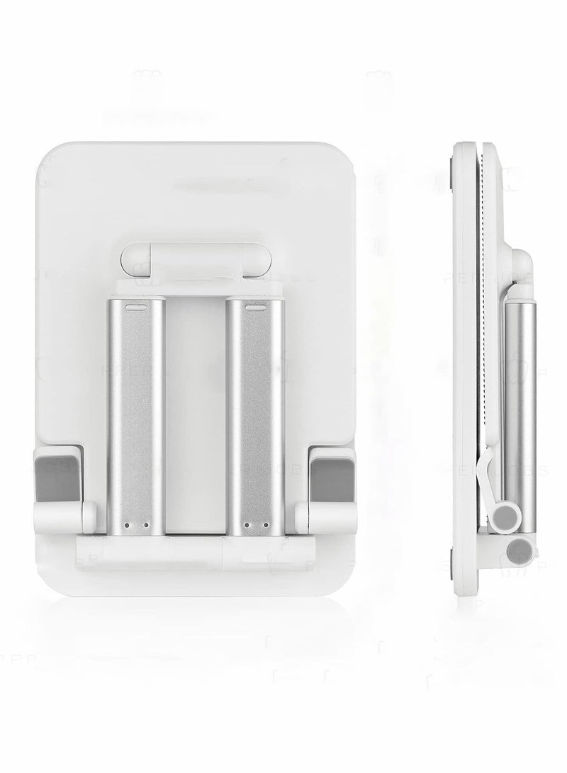 Excefore Tablet Holder Dual Tube Foldable Adjustable Multi-Angle Universal Tablet Holder Extremely Stable (Pearl White)  - Image 1