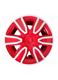 Pistol Pistol -WJ5087 WR-15 inch Wheel Cover Kit, 15" Hubcaps Set of 4 Tires Automotive Hub Wheel Cap with Snap-On Retention Rings, Color- Red & White  - Image 2