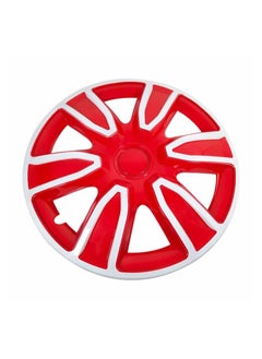 Pistol Pistol -WJ5087 WR-15 inch Wheel Cover Kit, 15" Hubcaps Set of 4 Tires Automotive Hub Wheel Cap with Snap-On Retention Rings, Color- Red & White  - Image 3