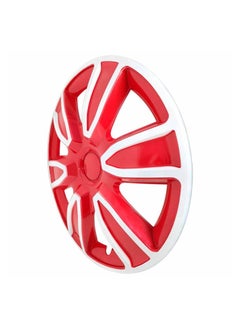Pistol Pistol -WJ5087 WR-15 inch Wheel Cover Kit, 15" Hubcaps Set of 4 Tires Automotive Hub Wheel Cap with Snap-On Retention Rings, Color- Red & White  - Image 4