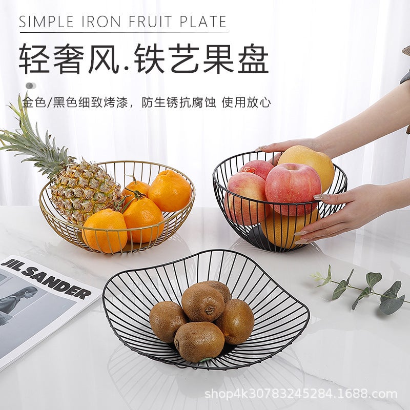 Nordic Style Iron Fruit Plate Household Modern Living Room Coffee Table Fruit Basin Snack Dried Fruit Plate Internet Popular Creative Fruit Basket - Image 3