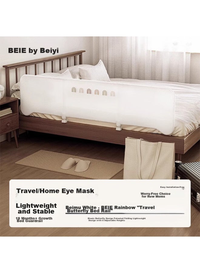 Beie Butterfly Bed Guard, Portable Foldable Bedside Barrier, Protective Rail, Single-sided, Mother-of White, 1.2m - Image 1