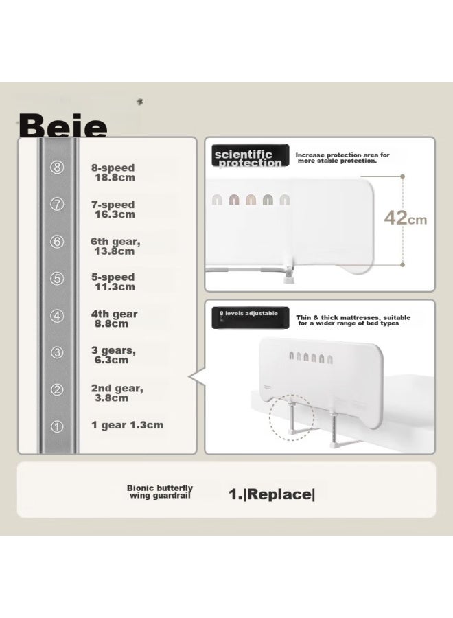 Beie Butterfly Bed Guard, Portable Foldable Bedside Barrier, Protective Rail, Single-sided, Mother-of White, 1.2m - Image 4