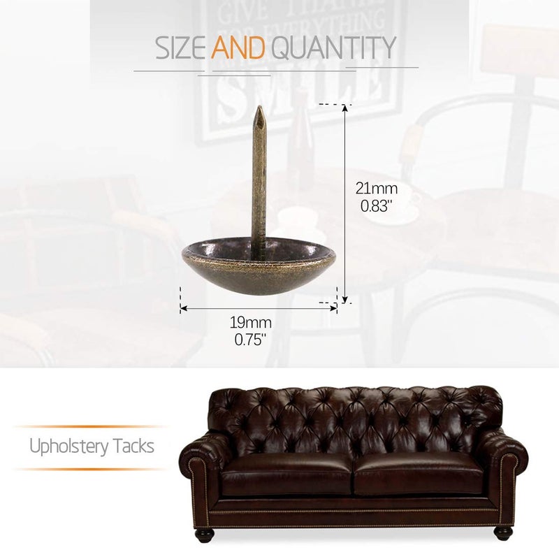 Rustark 200 قطعة دبابيس زخرفية قديمة 3/4'' (19×21 مم) للأثاث وأرائك - برونزي - Image 2