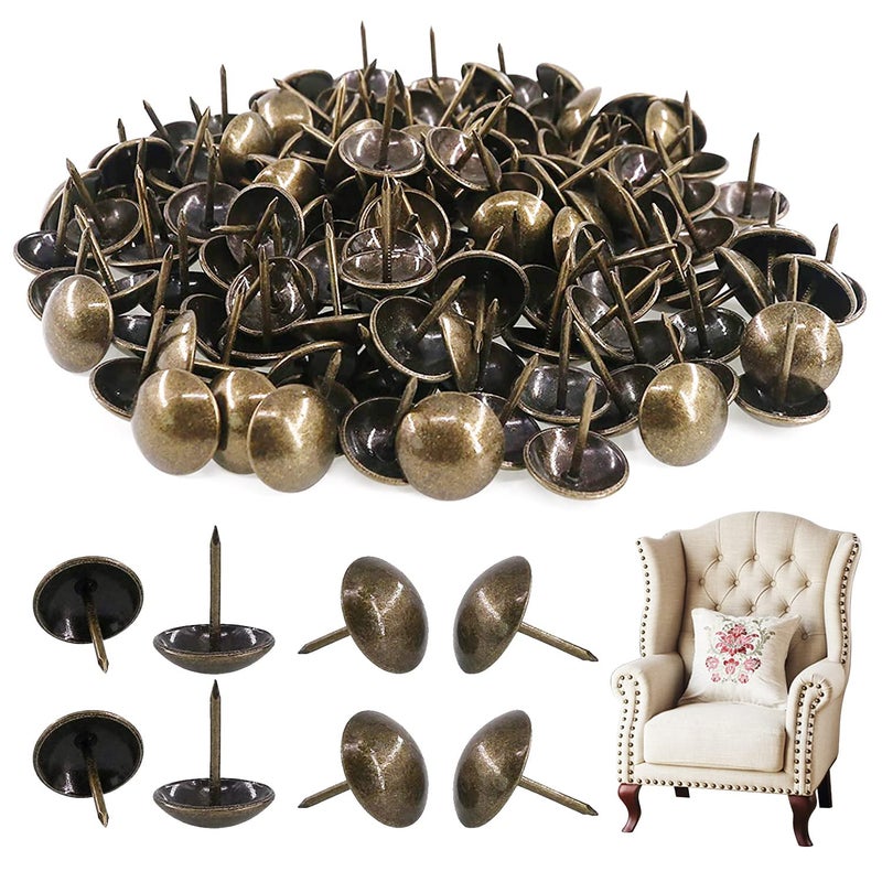 Rustark 200 قطعة دبابيس زخرفية قديمة 3/4'' (19×21 مم) للأثاث وأرائك - برونزي - Image 1