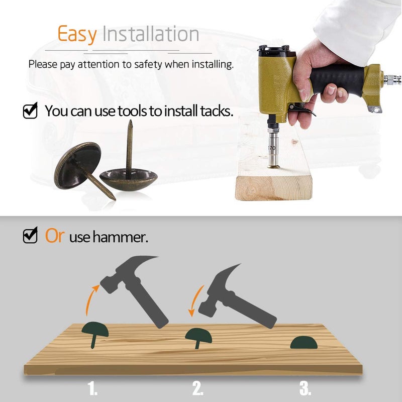 Rustark 200 قطعة دبابيس زخرفية قديمة 3/4'' (19×21 مم) للأثاث وأرائك - برونزي - Image 5