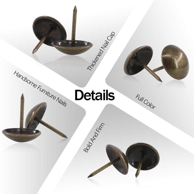 Rustark 200 قطعة دبابيس زخرفية قديمة 3/4'' (19×21 مم) للأثاث وأرائك - برونزي - Image 4