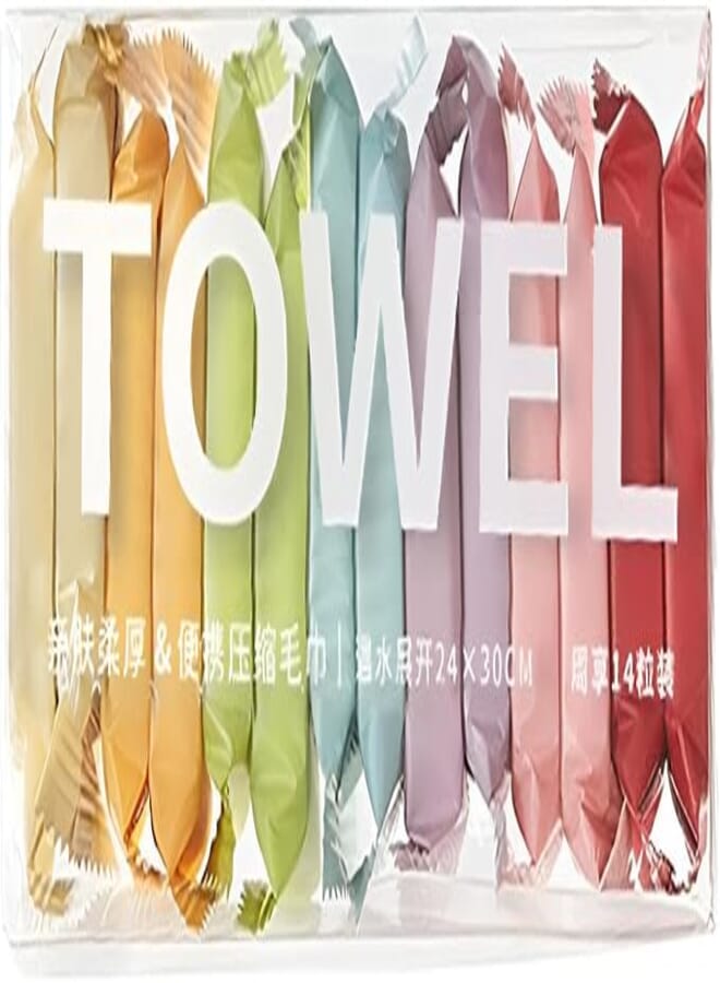 Tablet - Compact compressed towel tablet expanding into a soft washcloth upon contact with water, ideal for camping, hiking, travel, beauty salons, hotels, outdoor sports and quick cleansing