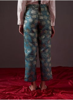 Abhishti Straight Banarasi zari pants-teal blue  - Image 4