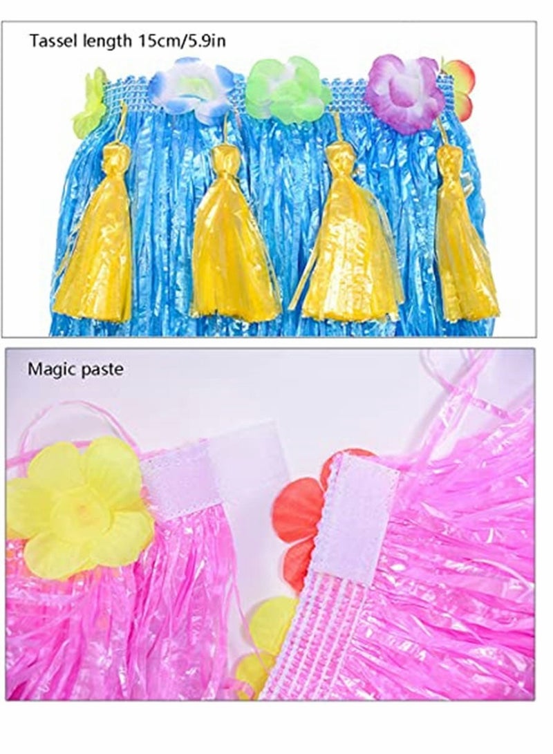 Generic Hula Skirt, Hawaiian Hula, SYOSI Seagrass Dance Dance Hula Skirt, Adult Hula Skirt, for Hawaiian Beach Tropical Party Elastic Outfits with Flower, 8 Pack - Image 3