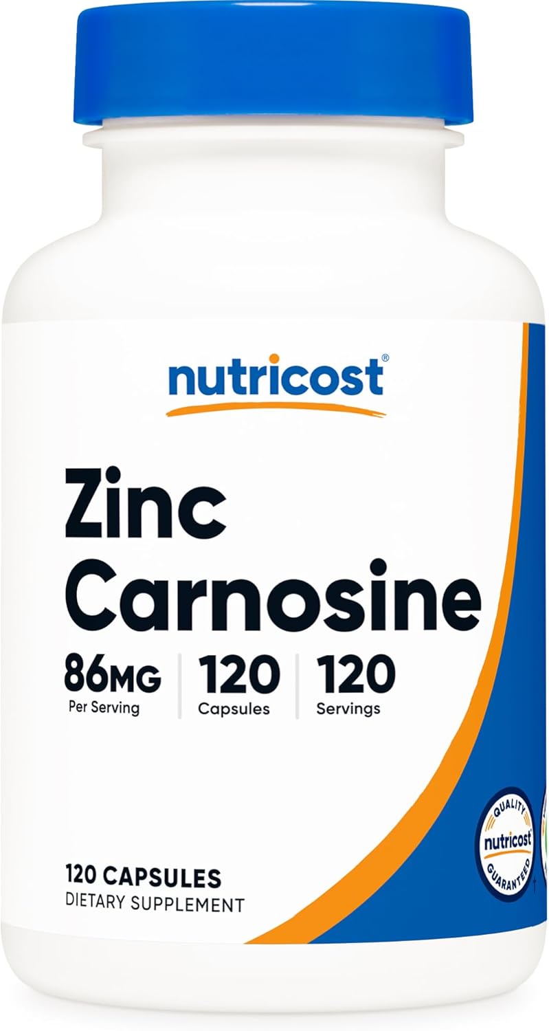 Nutricost Zinc Carnosine 86mg 120 Capsules  NonGMO Gluten Free Zinc LCarnosine Supplement - Image 1