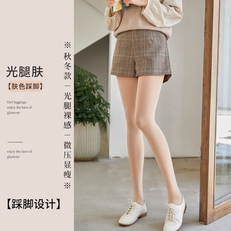 Single-Layer Bare-Leg Effect Pantyhose For Women, Thickened Fleece-Lined Leggings, Natural Nude Feel, Warm And Slimming Base Layer Tights - Image 1
