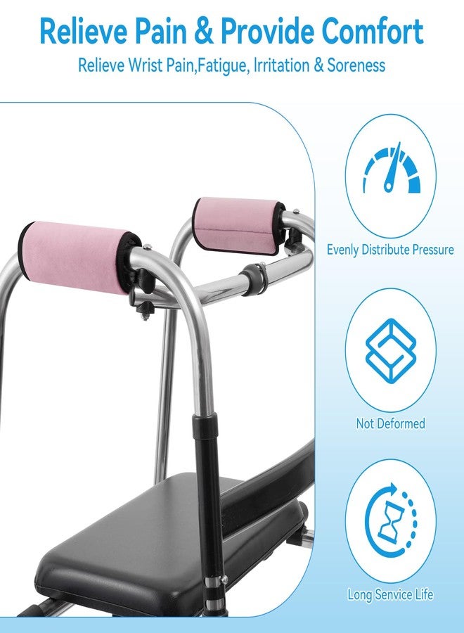 KUAZIDAR Walker Handle Cushions Padded Hand Grip Covers for Rollator & Wheelchair, Non-Slip Comfortable Washable Padding, Moisture Wicking Mobility Accessory, Pink - Image 2