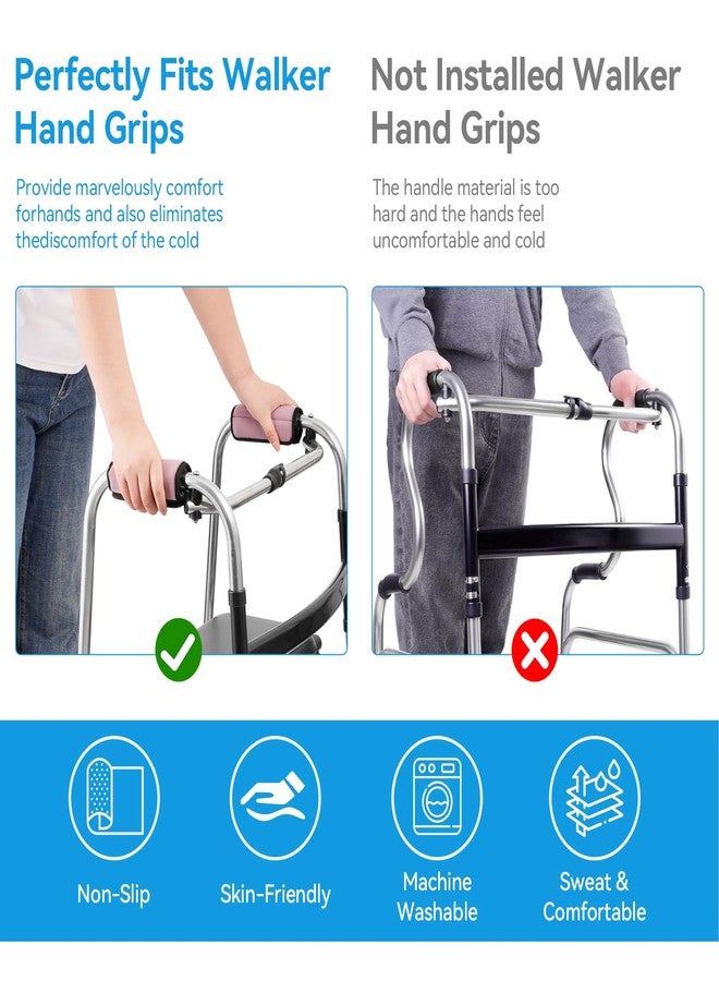 KUAZIDAR Walker Handle Cushions Padded Hand Grip Covers for Rollator & Wheelchair, Non-Slip Comfortable Washable Padding, Moisture Wicking Mobility Accessory, Pink - Image 5