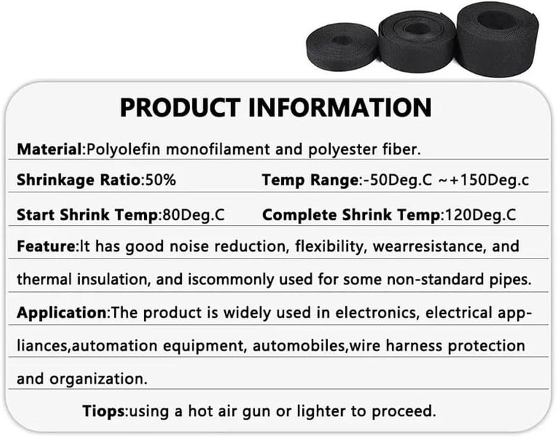 Shrink Tube 6~100mm Flam Retardant Wire Wrap Sheath Protection, PET Heat Shrink Braided Cable Sleeve 2 5 8 10M, Heat Shrink Tubing Roll(Orange,25MM*1M) - Image 2