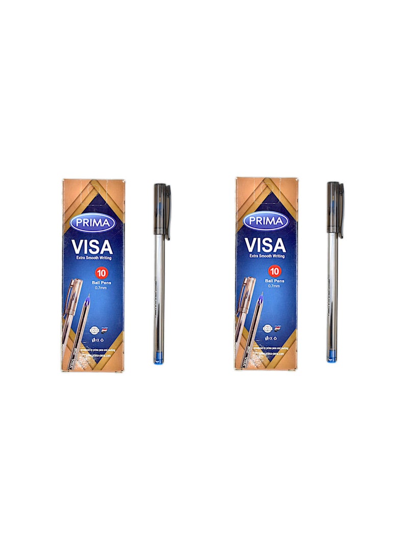 Prima Visa Pens 0.7mm blue 10 Pens (2 pack) - Image 1