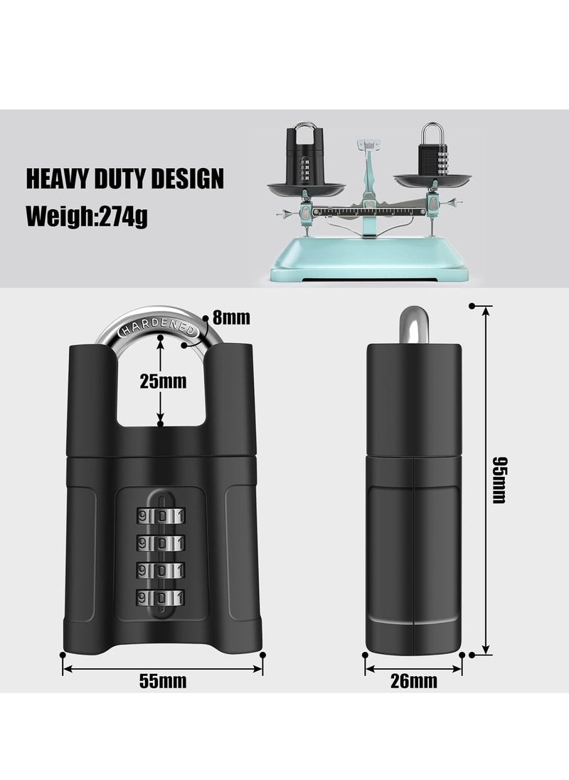 SYOSI Heavy Duty Combination Padlock Outdoor - High Security 4 Digit Padlock with Wrapped Beam Anti-Shear Design and 8mm Thick Stainless Steel Locking Beam for Home, School, Garage, Fences, Gardens  - Image 2