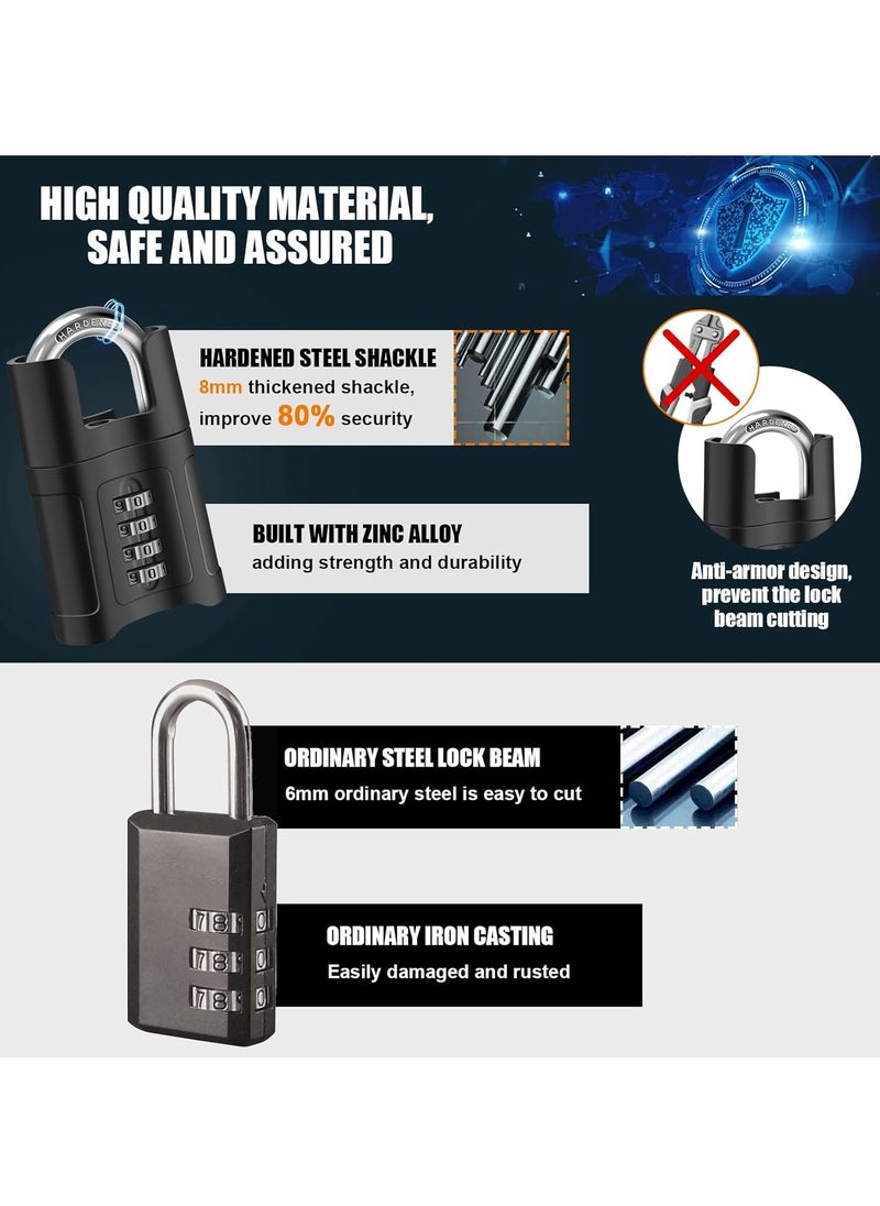 SYOSI Heavy Duty Combination Padlock Outdoor - High Security 4 Digit Padlock with Wrapped Beam Anti-Shear Design and 8mm Thick Stainless Steel Locking Beam for Home, School, Garage, Fences, Gardens  - Image 4