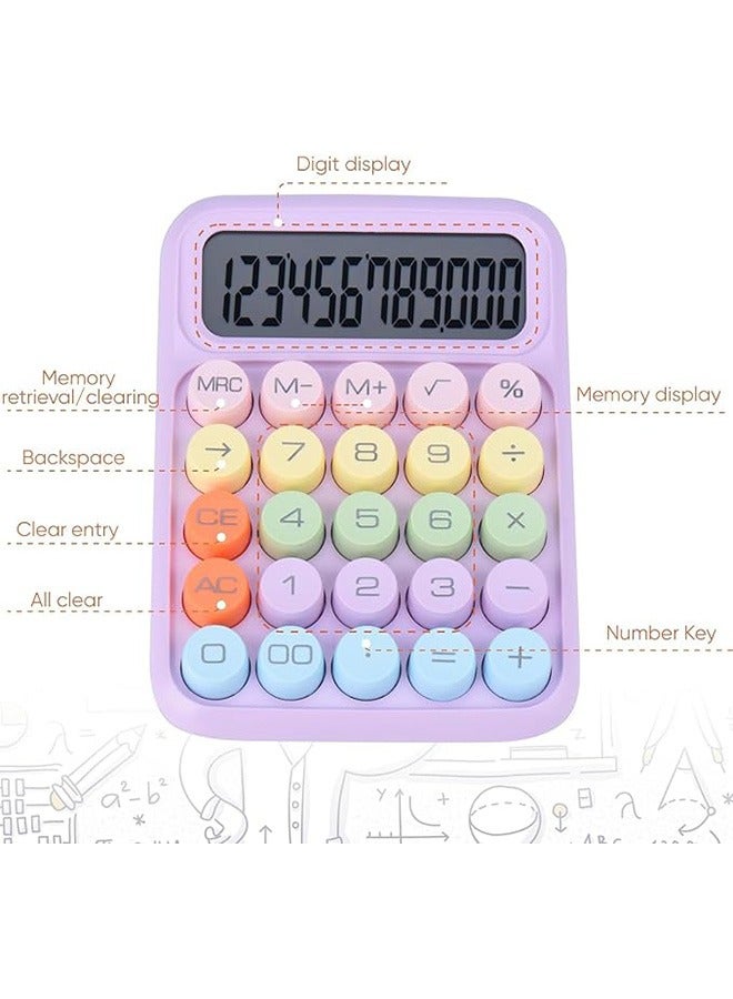 Big Button Calculator, Mechanical Switch Calculator with 12 Digit Large LCD Display, Colorful Candy Button Calculator with Automatic Sleep, Cute Calculator for Office, School and Home - Image 2