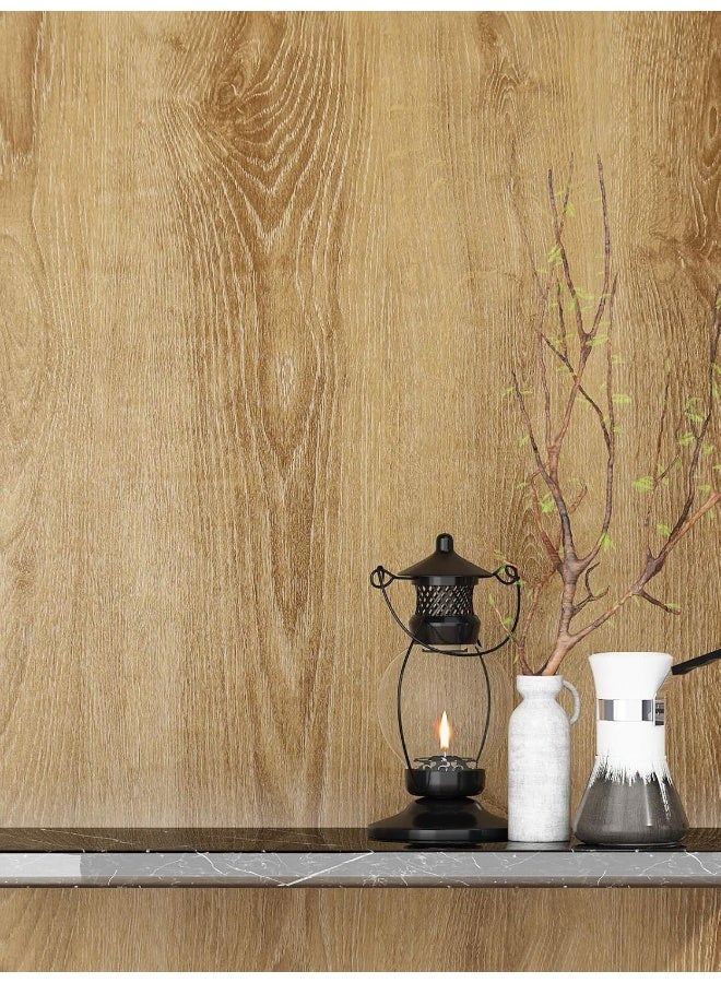 FunStick Thick Brown Wood Contact Paper Wood Wallpaper Peel and Stick Wood Wallpaper Rustic Wood Grain Self Adhesive Removable Wall Paper Vinyl Roll for Cabinets Desk Countertops Furniture 12" x 200"  - Image 1