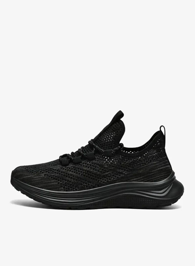 Take Two Unisex Black Textile Knit Sports Sneakers