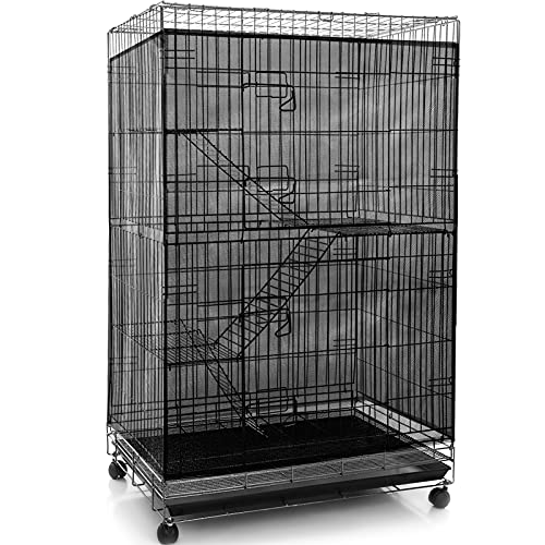 Shappy Large Bird Cage Seed Catcher,Bird Cage Cover Net Skirt Guard,Adjustable Soft Airy Mesh Net for Parrot Parakeet Macaw(59.8 x 39.4 Inch/ 152 x 100 cm,Black) - Image 1