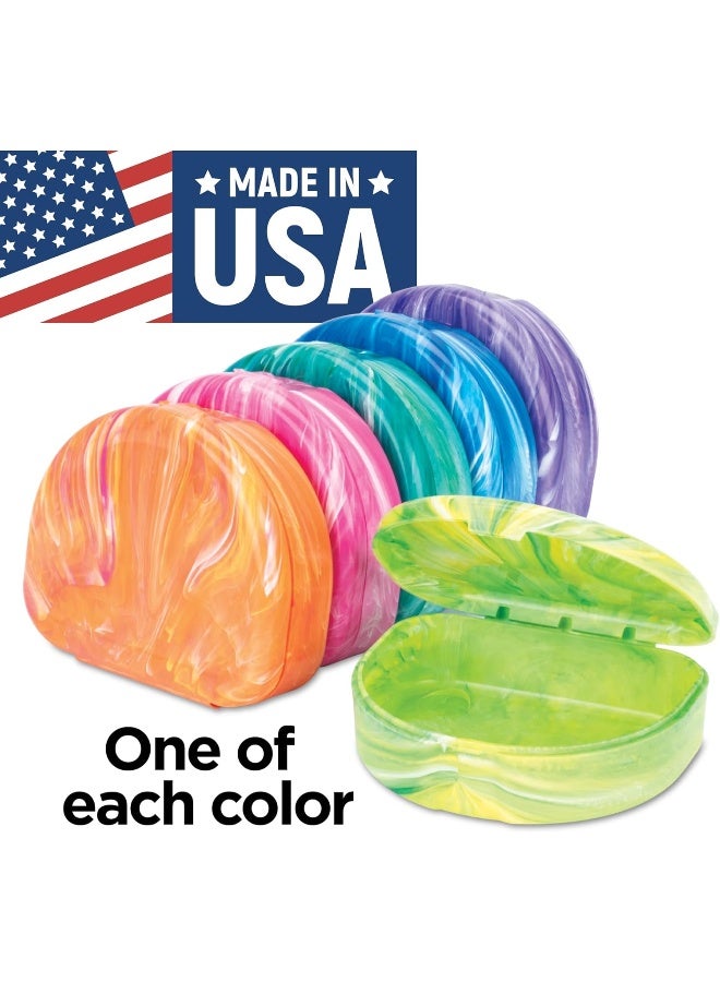 Practicon Brights Marble Retainer Cases, Clear Aligner Case, Dental Orthodontic Retainer Boxes, Mouth Guard Holder, 6 Pack - Image 2