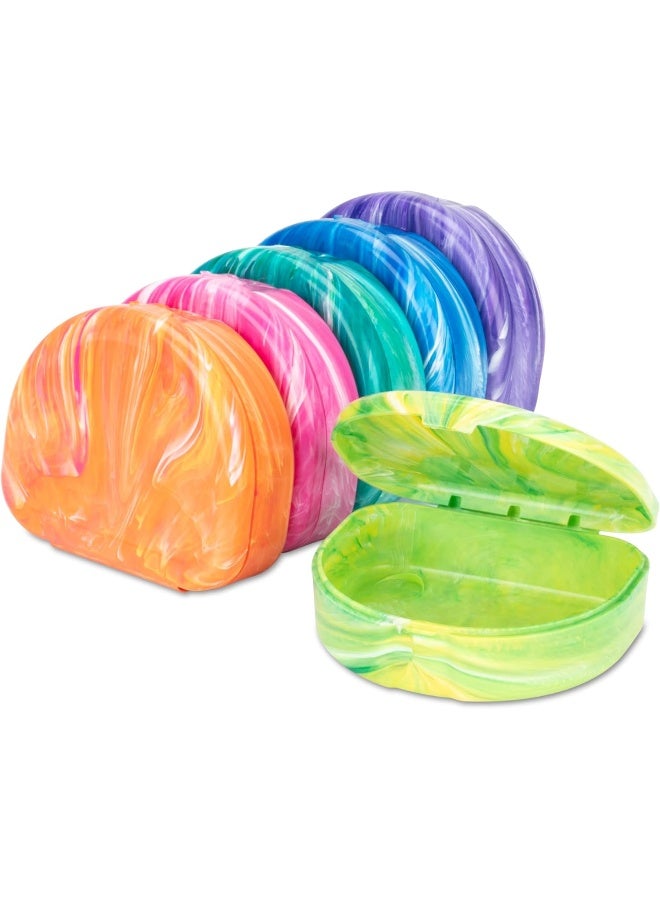 Practicon Brights Marble Retainer Cases, Clear Aligner Case, Dental Orthodontic Retainer Boxes, Mouth Guard Holder, 6 Pack - Image 1