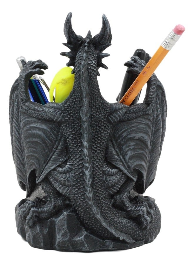 Ebros Gift Ebros Medieval Fantasy Saint George Dragon Guarding Medieval Knight Helmet Stationery Pen Holder Statue 7"Tall Office Desktop Fantasy Decor - Image 4